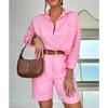 YYFS Pantaloni da donna moda casual primavera autunno stampa tinta unita manica lunga collo a polo pantaloni tute