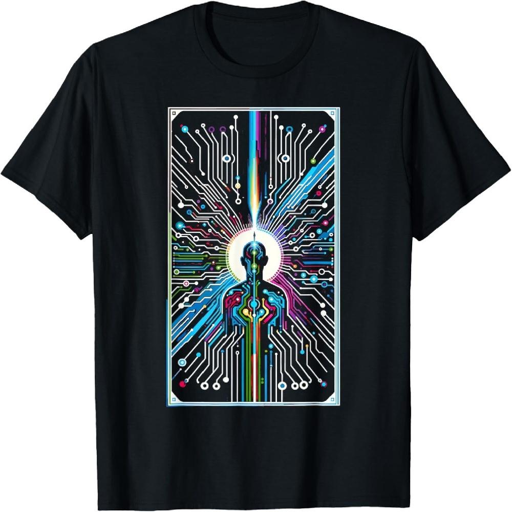 Abstract Geometric Circuit Pattern T-Shirt XXXXXL чёрный