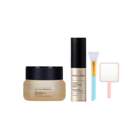 [genuine Qr Attached] Same Day Shipment Incelderm 2 Active Cream+multi Balm  Pack Brush+hand Mirror  Wonbin Cosmetics Incellderm