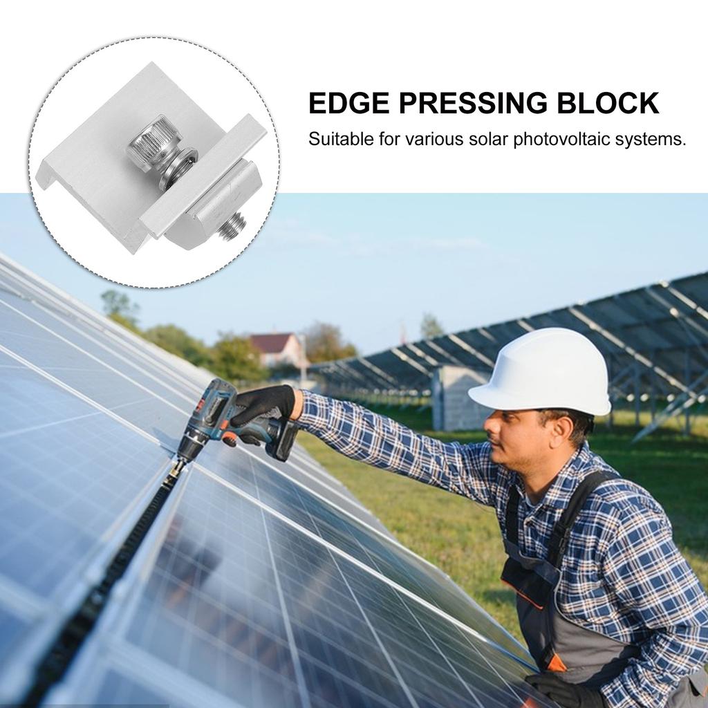 12Pcs Solar Panel Side Pressure Block Component Aluminium Alloy Bracket Easy Install Longevity Versatile Design