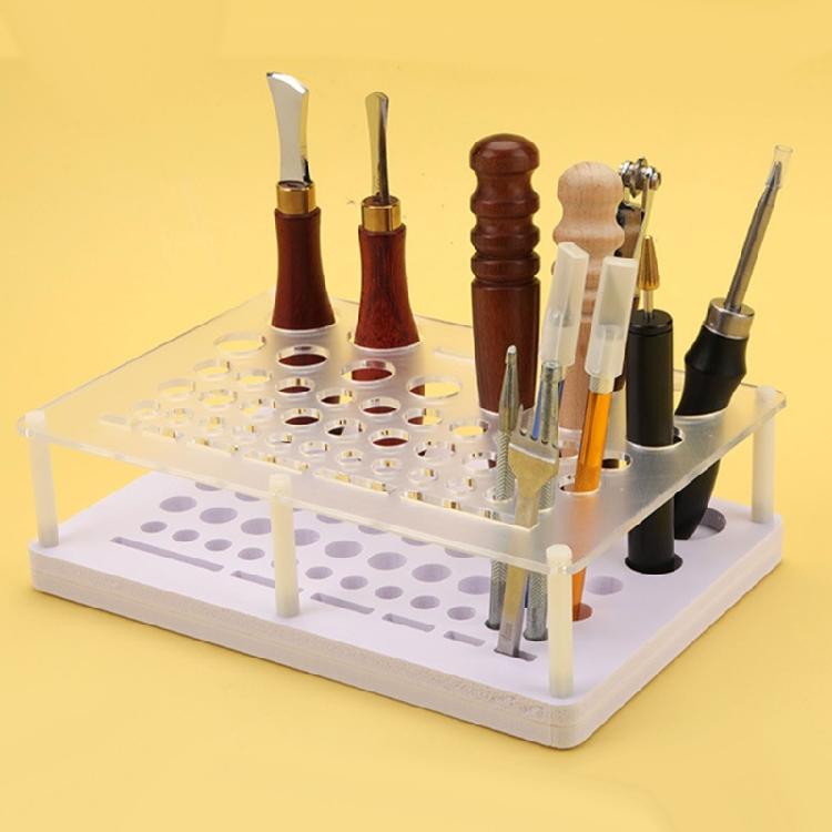 PVC Leather Tool Storage Rack with Multiple Holes Punch Craft Tool Organizer Shelf Suitable for Professional Technicians