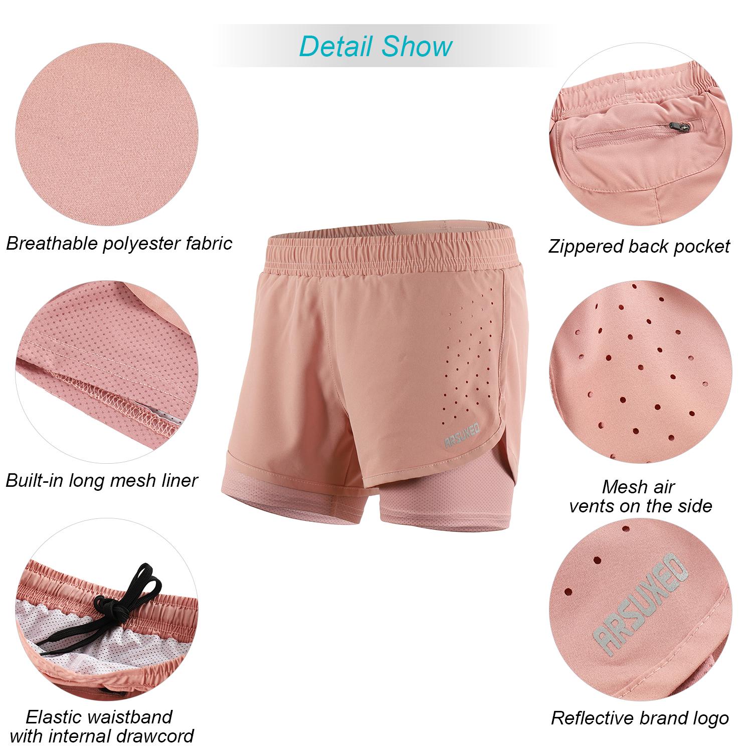 Lixada женские шорты для бега 2-в-1 быстросохнущие дышащие шорты для активных тренировок — фото 7