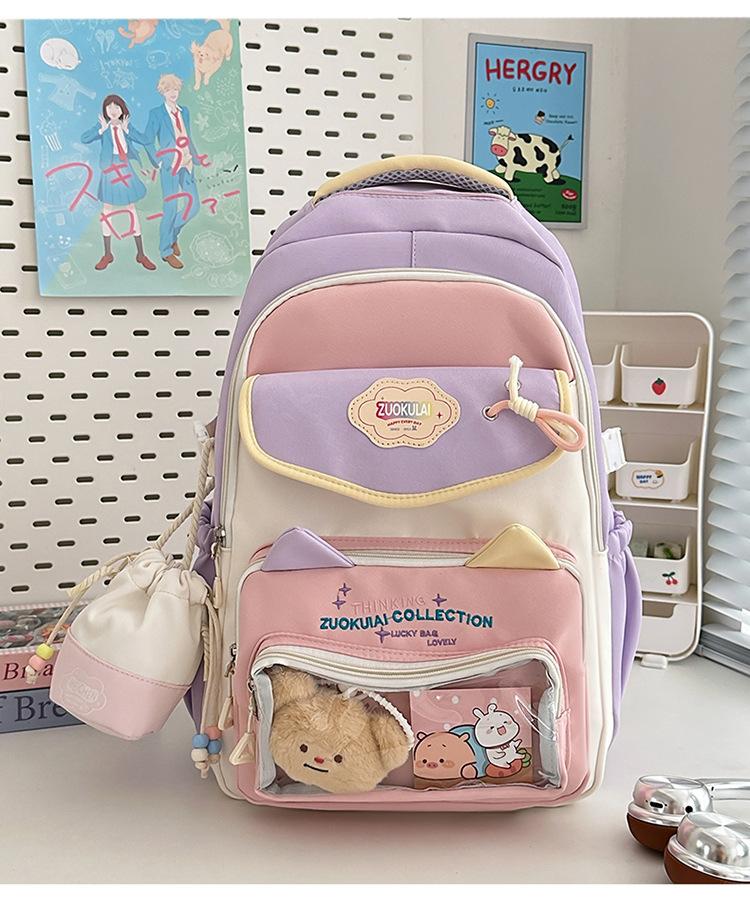 Schoolbag new high-value Japanese ins college style fresh and sweet small backpack girl candy contrasting splicing backpack