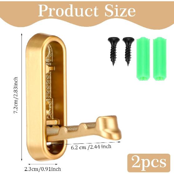 2 Pcs Folding Coat Hooks, Foldable Gold Wall Hooks for Bathroom Closet Space-Saving Foldable Hook Towel Hook Robe Hooks Wall Mounted for Hanging Coat