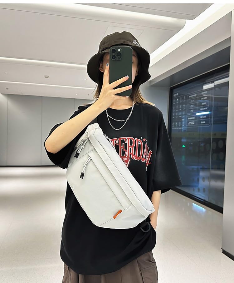 Petit-Germe Körpertasche, Ein-Schulter-Tasche, Crossbody-Tasche, Großes Fassungsvermögen, Wasserdicht, Outdoor, Weiß