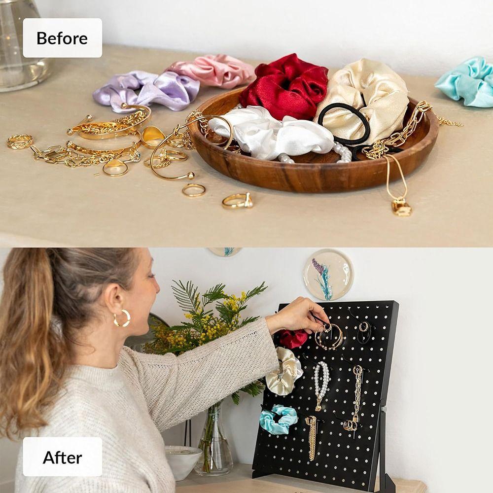 1Set Metal Perforated Panel Jewelry Display Rack with 12 Hooks Nail Board New Display Shelves