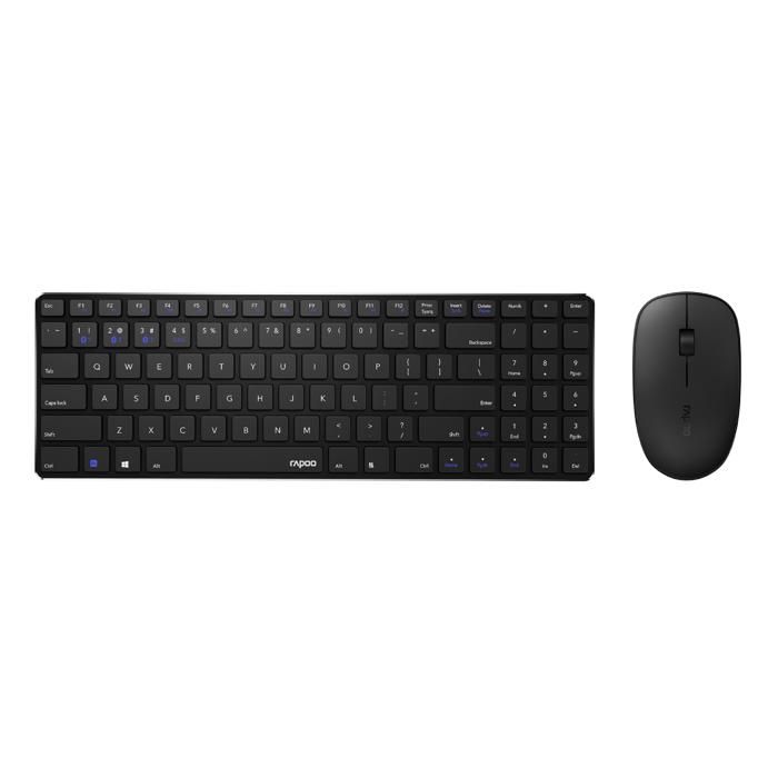 Ensemble Clavier + Souris - RAPOO - 9300M - Sans fil - Bluetooth 3.0/4.0/5.0 - Noir