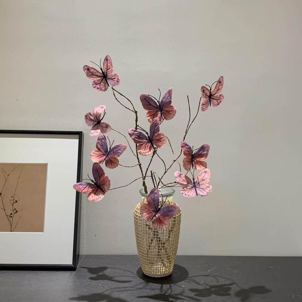 Luxury Artificial Butterfly Flowers in Glass Vase for B&B, Coffee Shop, and Home Decor