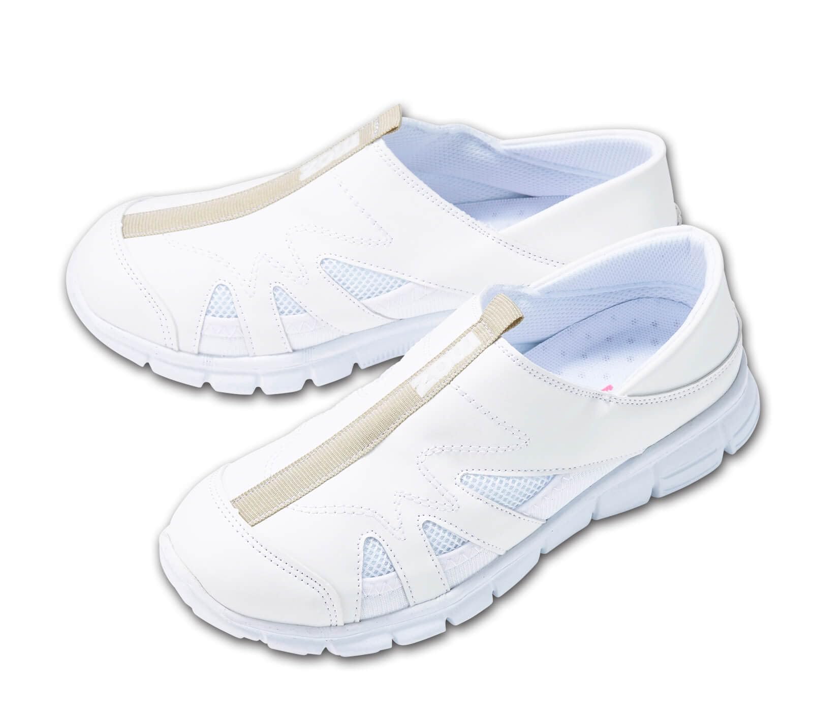 

[Enfamie] moz 2-Way Light Nurse Shoes for Women, Lightweight and Comfortable for Medical and Nursing Care (White x Champagne, 23-Point, 5-Centenaire M