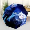 1pc Jujutsu Kaisen Automatic Opening Umbrella with Blue Hair Characters, Portable 3-Fold Design, 8-Bone Iron Frame Outdoor Umbrella, Perfect Gift for