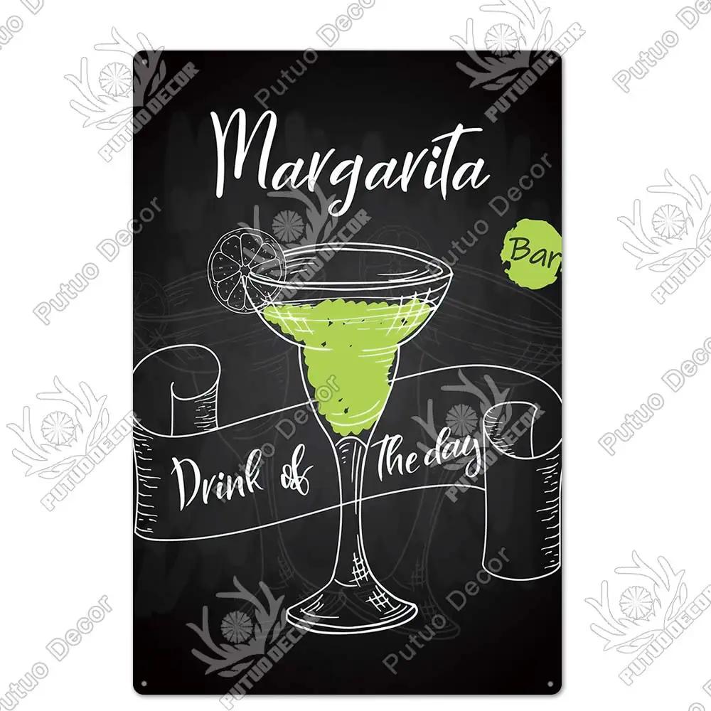 Putuo Decor Vintage Cocktail Metal Sign  Tin Plaque for Wall Decor Perfect for Bar Pub Man Cave or Living Room Decoration  Retro