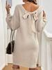 Autumn Winter Loose Knit V-Neck Bow Long Sleeve Versatile Cardigan Sweater for Women