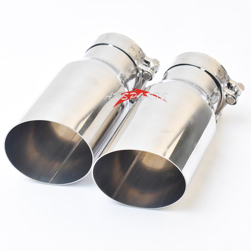 1 PC Car Modified Stainless Steel Exhaust Pipe Universal Straight Slash cut edge Shiny Muffler Tip