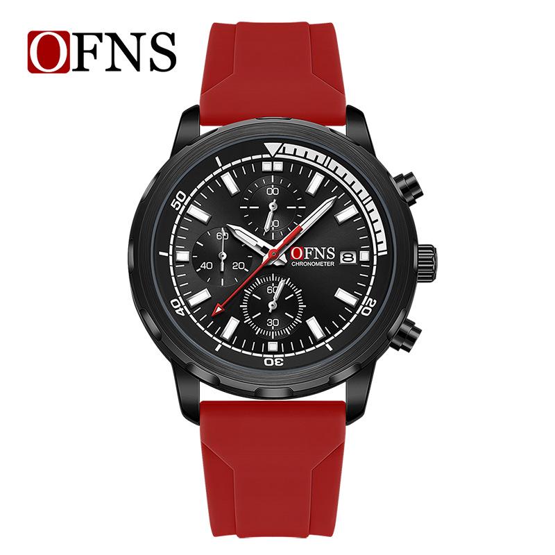 OFNS Men s Fashionable Multi-Functional Luminous Six-Needle Quartz Watch with Calendar and Waterproof Timer