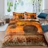 Watercolor Duvet Cover Set Tree Stump Decor Bedding Set 3pcs for Kids Boys Teens Field Landscape Printed Soft Comforter Cover