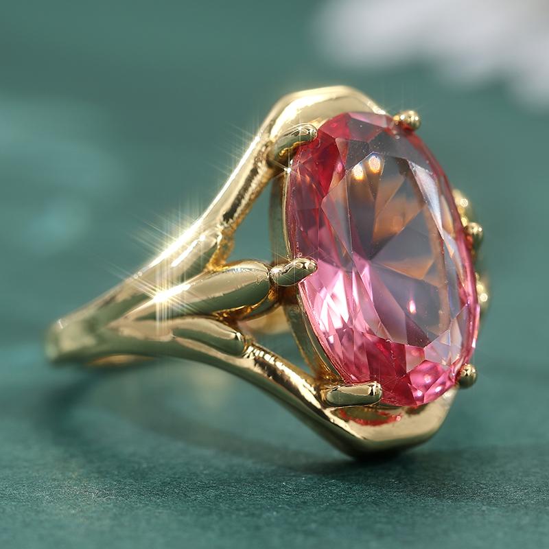 Vintage Inlaid Red Cz Women's Ring Gorgeous Gold Color Hand Carving Daily Wear Party Jewelry Anniversary Gift