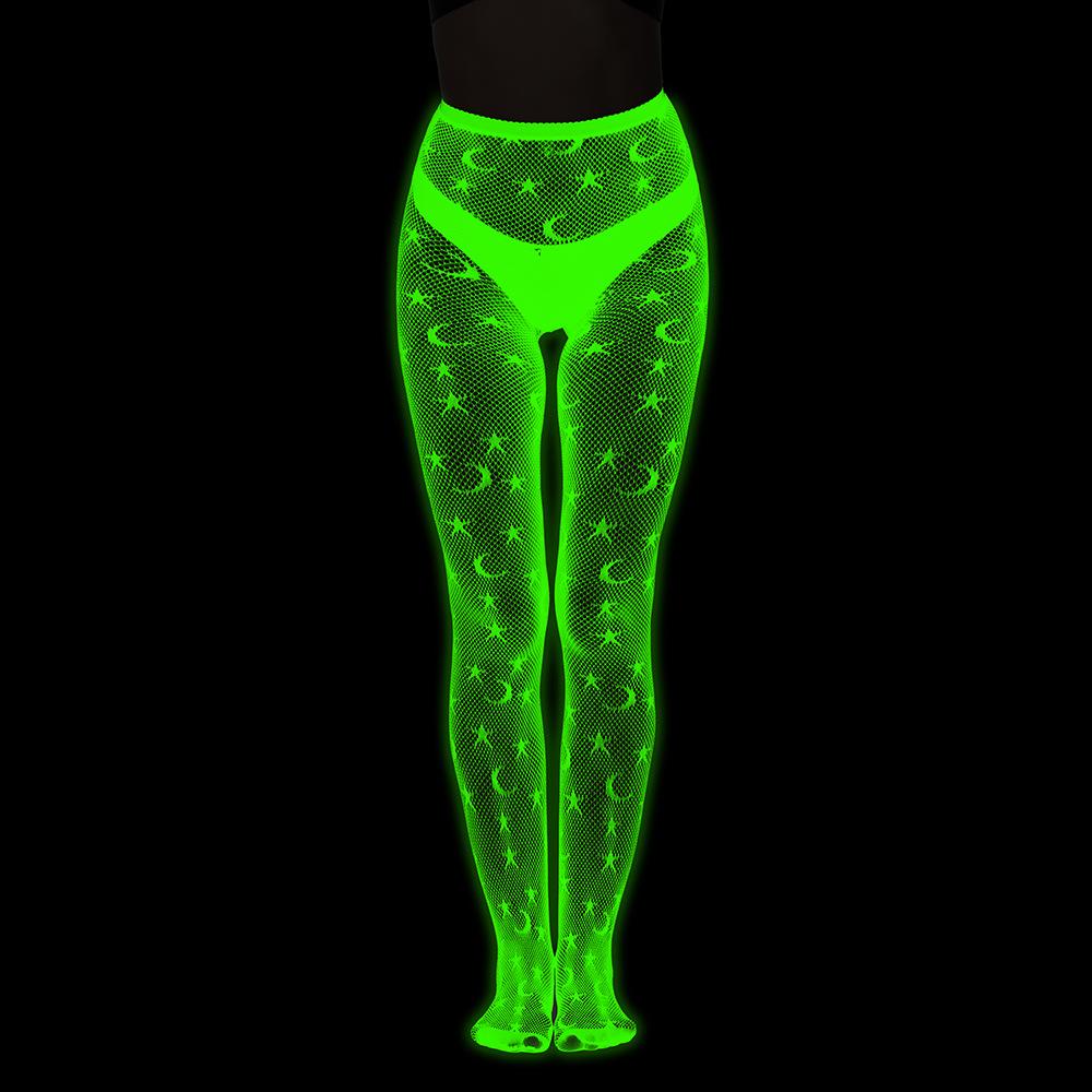 Yiran Sexy Lingerie Women's Dark/Green Raves And Music Festivals Glow-In-The- Fishnet Tights For Neon Parties Glow Party Nightclubs Cosplay Parties Luminous Cm
