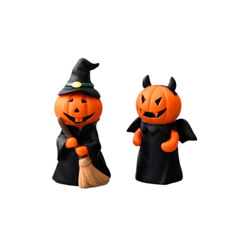 Cross-border Halloween Pumpkin Festival Decor: Ghost & Witch Resin Figurines
