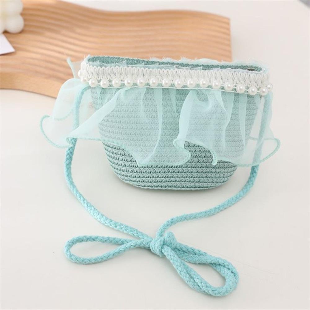 

Cute Girls Sun Hat 2-8 Years Children Sun Hat Fashion Straw Hat Beach Green Bag