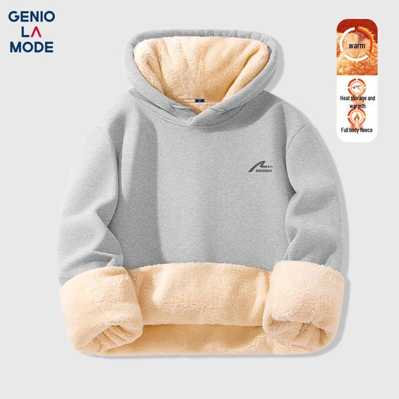 

GENIOLAMODE Мужское худи из тяжелой ягнячьей шерсти с флисовой подкладкой M