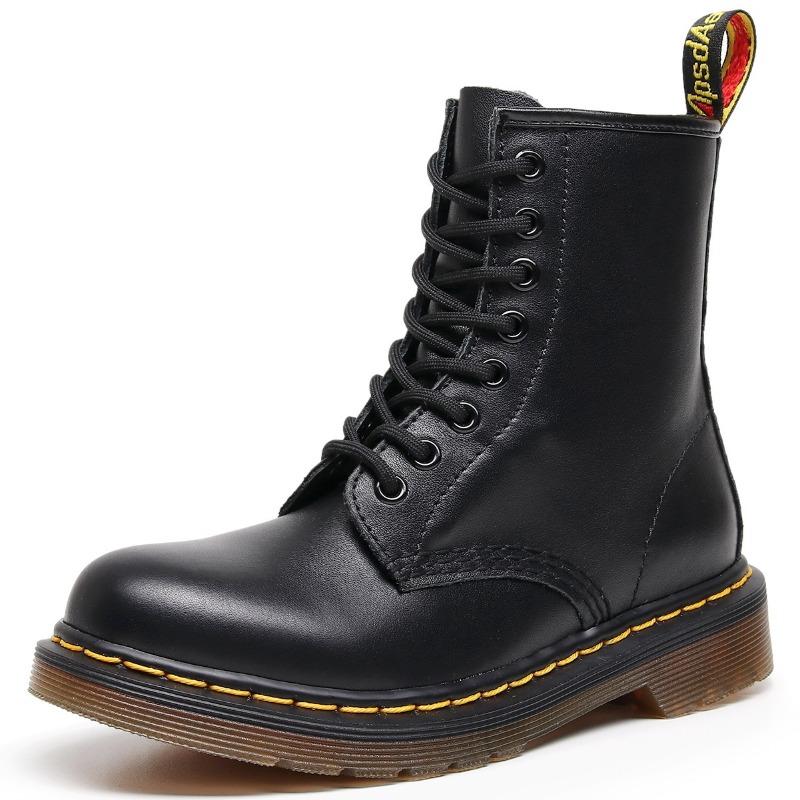 High Top Martin Boots Women's Classic Soft Leather Short Boots Men's and Women's Leather Boots Round Head Trend