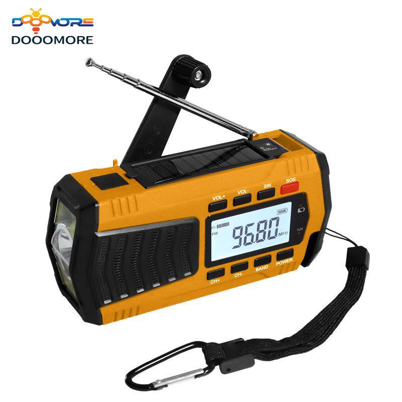 4000mAh Solar Hand-Crank Emergency Radio & LED Flashlight for Camping