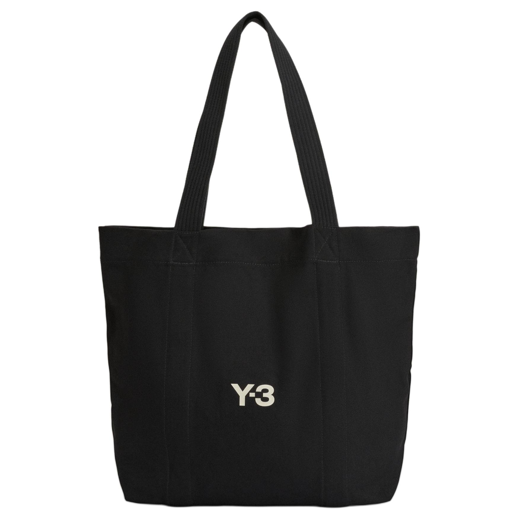 Y-3 Printed Logo Everyday Durable Cotton Tote Bag Men tote bag Black KD4184 Black
