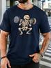 Squatting Skeleton Lifting Barbell Gym Graphic Unisexs Crew Neck Short Sleeve Cotton T Shirt Fitness Male Workout Casual Tee