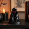 Matte Black Collectibles Halloween Cloaked Ghost Figurine with Red Eyes, 3D Printed Spooky Desk Ornaments Gothic Ornament for Cabinet Escape