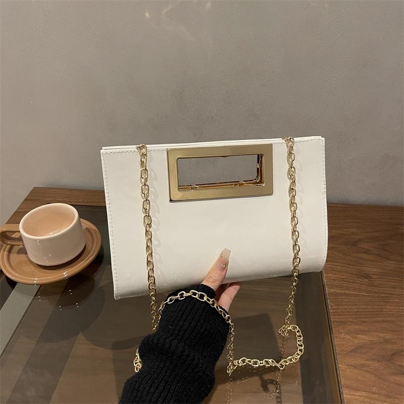 2026 Summer Lacquer Leather Women's Square Gold PU Banquet Bag Fashion Classic Large Capacity Storage Single Shoulder Chain Bag