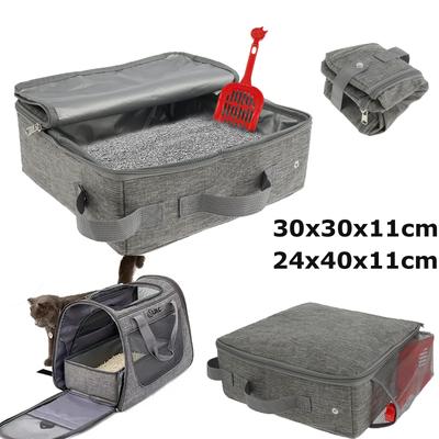 Portable Cat Litter Box with Lid Handle Foldable Travel Kitten Litter Box with Litter Scoop Waterproof Sandbox for Cat Outdoor