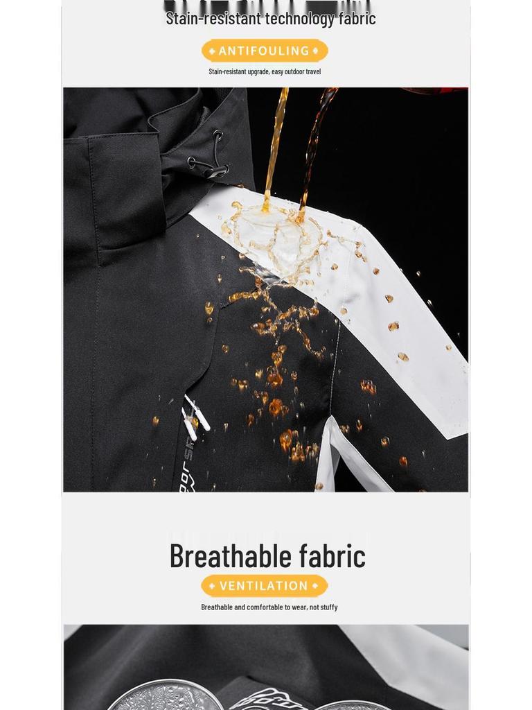Detachable Waterproof 3-in-1 Hooded Windbreaker for Couples - Autumn/Winter