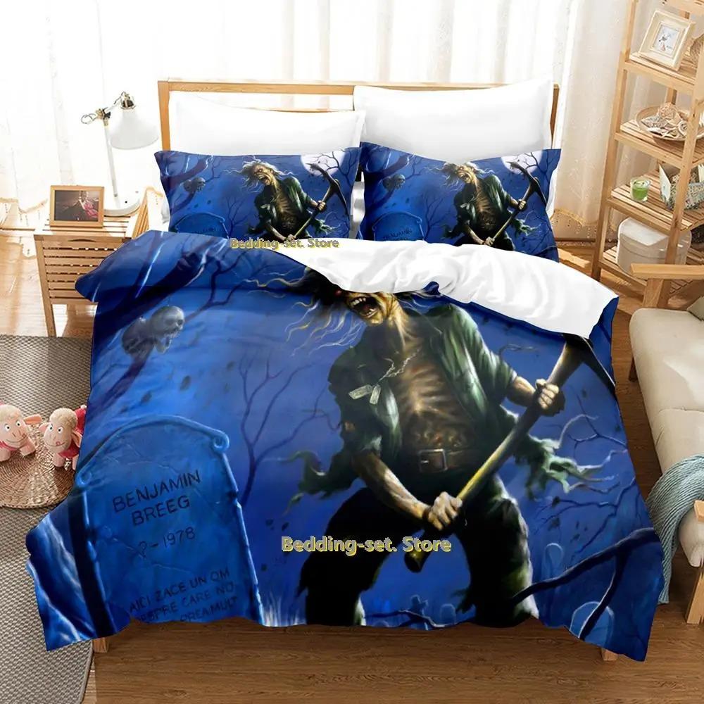 New Hip Hop Maiden Heavy Metal Bedding Set Cartoon Anime Three-piece Set Adult Kid Bedroom Duvetcover Sets Queen Bedding Set
