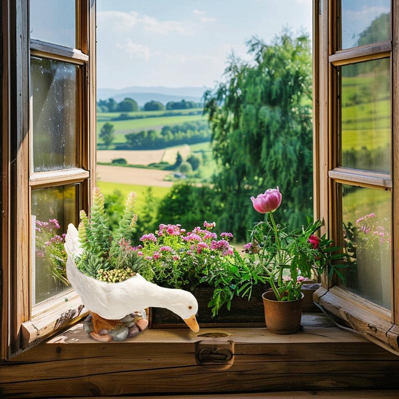 Funny Flower Pots Cute Plant Pot Key Storage Tray Decorative Duck Vases for Cactus Farmhouse Home Garden Indoor Outdoor