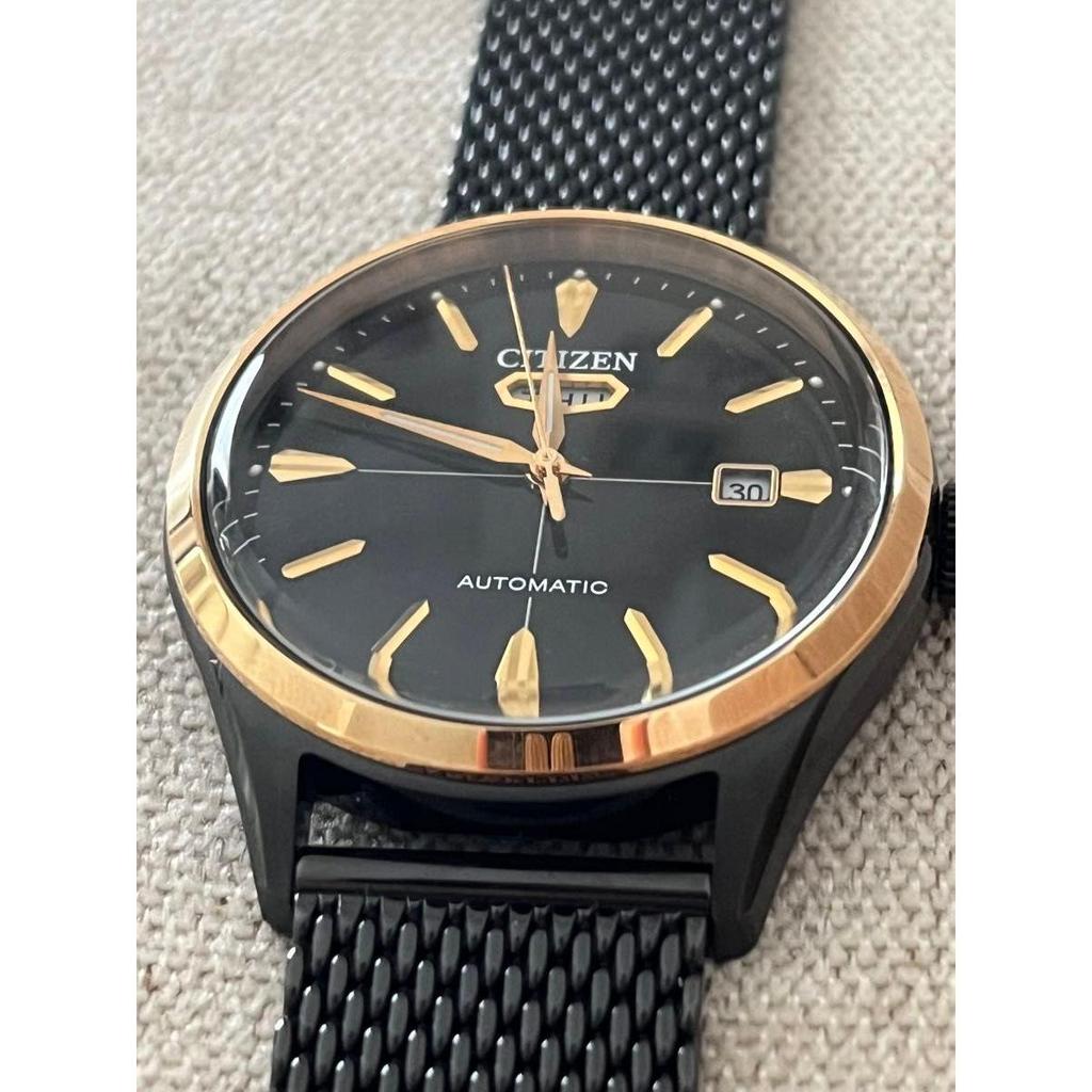 Used CITIZEN Automatic Watch Black X Gold Mesh Belt