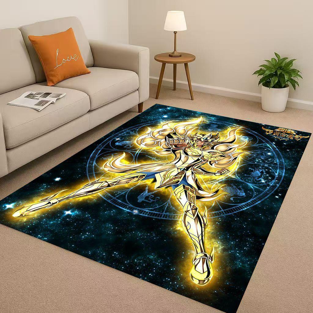 Retro Saint Seiya Shiryu Athena Cartoon Living Room Non Slip Area Rug Carpet for Bedroom Sofa,Easy Clean Home Decor Doormat Kids