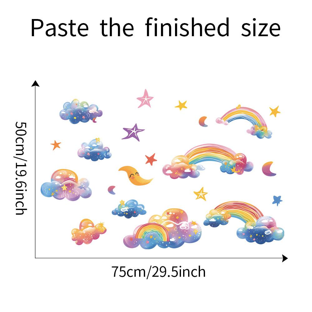 Rainbow Star Cloud Wall Sticker Self-Adhesive Removable for Kids Bedroom Kindergarten Background Wall Decoration
