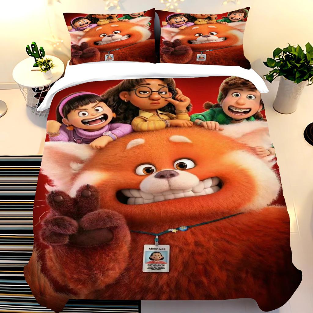 Pixar Red Panda Bedding Sets Duvet Cover Set King Size Children'S 3-Piece Set 1 Quilt Cover 100% Polyester Home Comforter