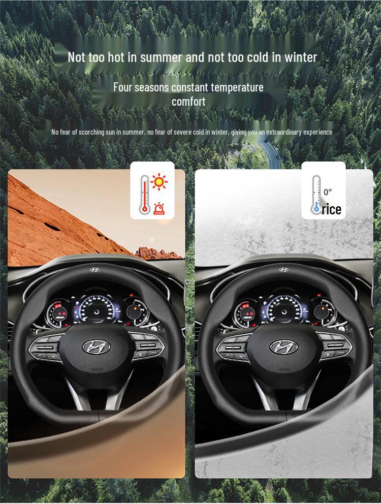 Premium Genuine Leather Steering Wheel Cover for Modern Cars: Mistra, Tucson, Santa Fe, Reina, IX35, IX25, Elantra, Langdong