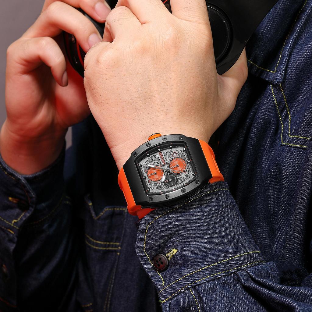 Megir Mode Sportuhren für Herren Edelstahlgehäuse Wasserdicht Leuchtend Militär Quarz Chronograph Automatisches Datum Reloj Hombre 8411