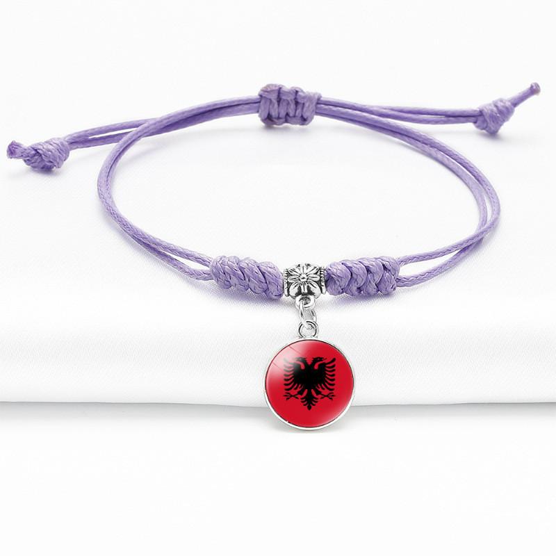 Purple Stylish Unisex Charm Bracelet With European Country Flags Length Adjustable