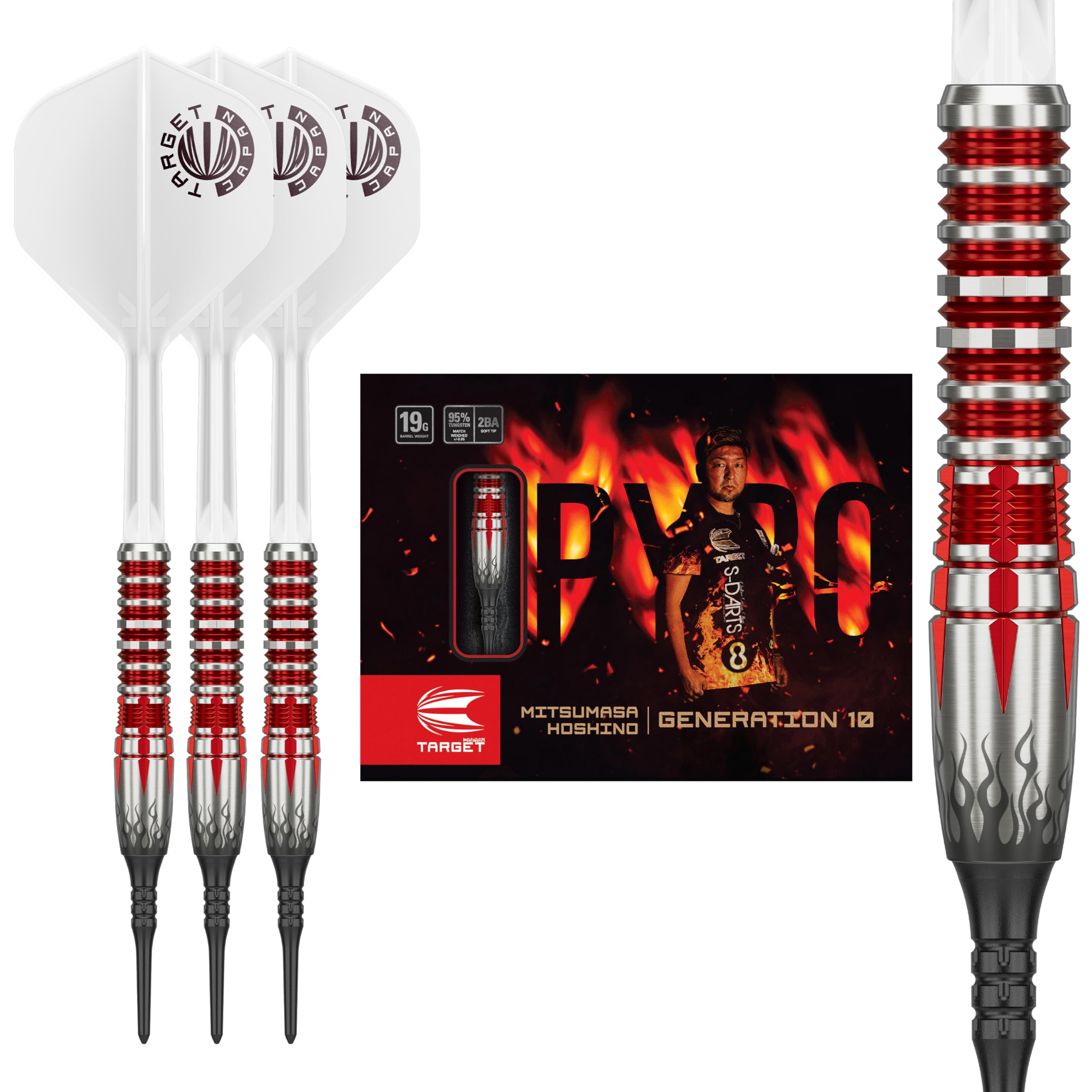 

TARGET PYRO GEN-10 MAX 95% Tungsten 19g 2BA Soft Tip Darts
