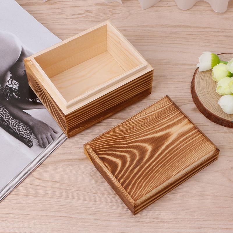 Handmade Wooden Box With Lid Storage Case Crafts Sundries Organizer 2 Sizes B03E