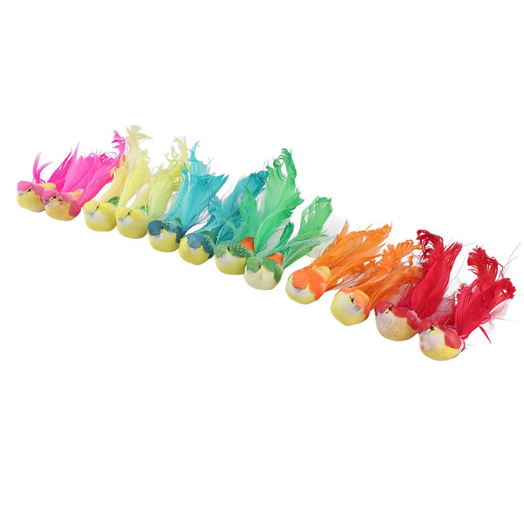 12Pcs Artificial Bird Decor Simulation Bird with Clip Decoration Ornament for Home Garden