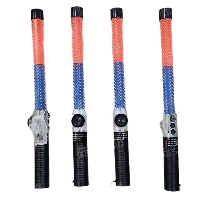 Baston de semnalizare LED reîncărcabil 40cm: Instrument de siguranță 4-în-1 cu intermitență roșie și albastră, vizibilitate nocturnă, fluorescent și funcție de spargere a geamului.