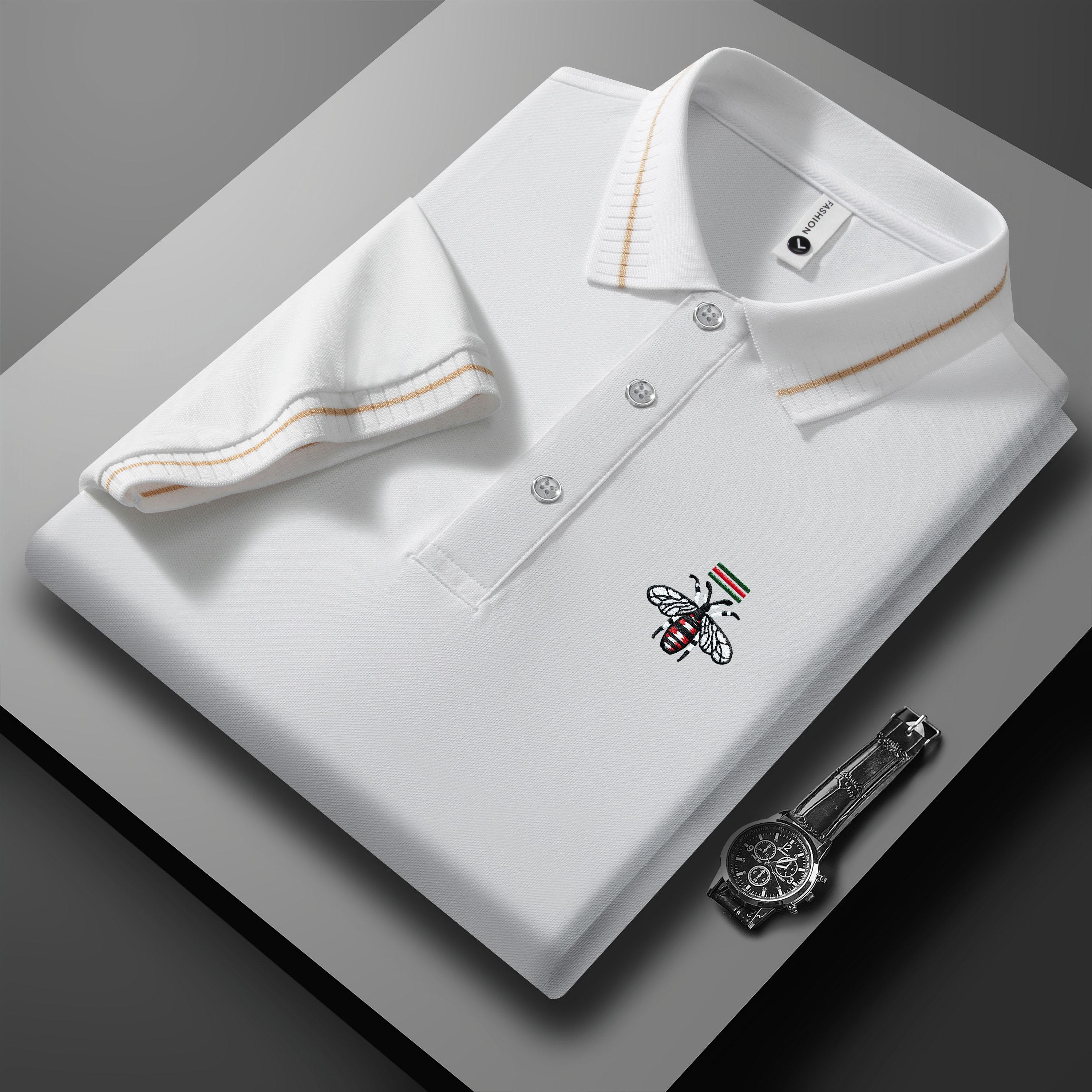 

2025 Summer New Sport Casual Bee Embroidered Lapel T-shirt Moisture Wicking and Sweat Wicking Plus-size Polo Shirt 3XL