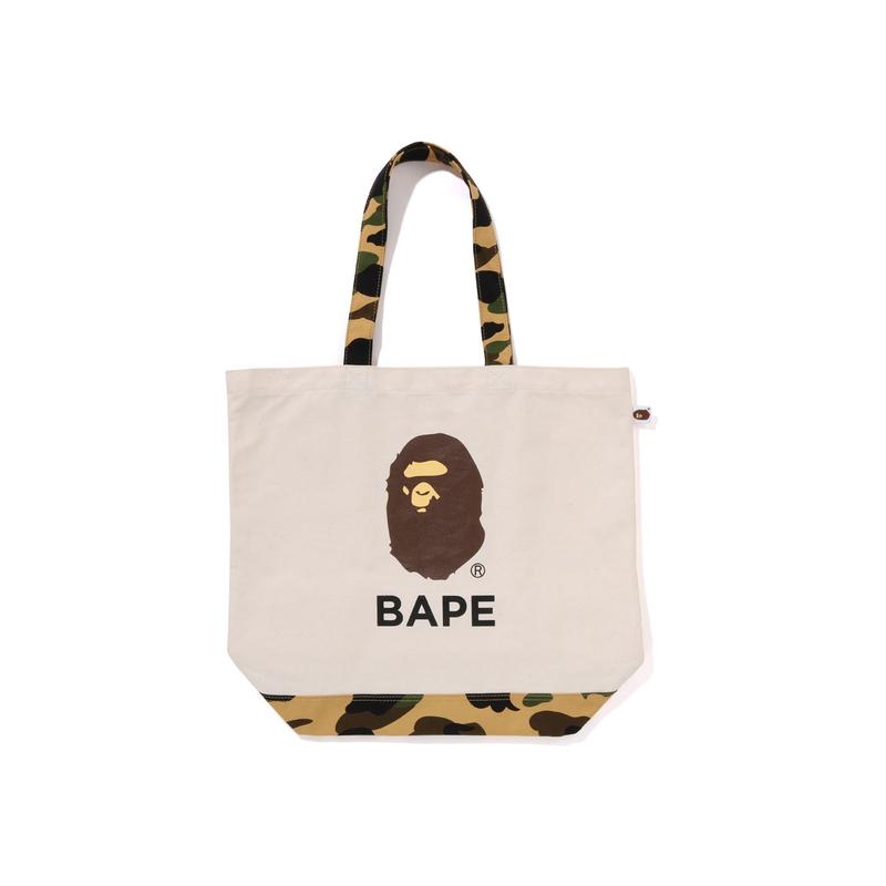 A BATHING APE Cotton Tote Shoulder Bag Regular Unisex Black/Ecru One Size слоновая кость