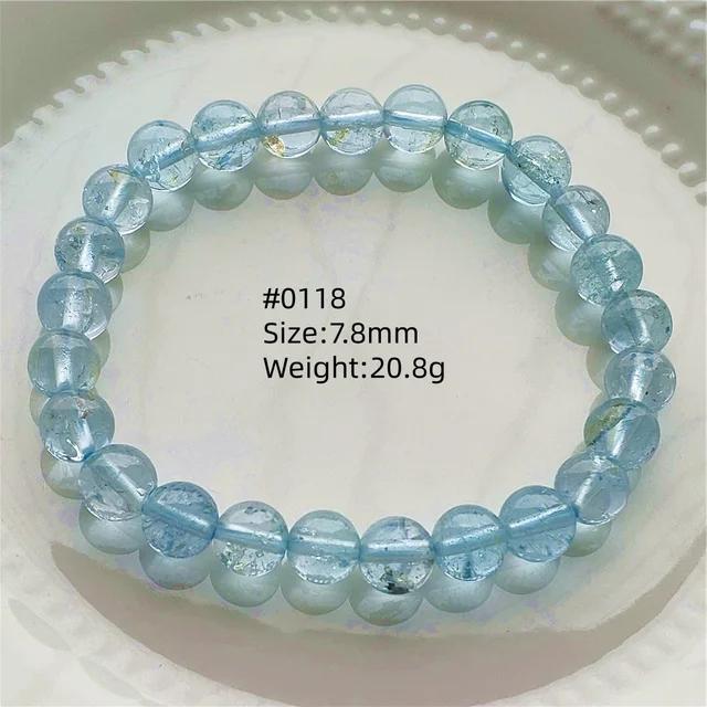 Natürlicher Blauer Topas Klare Runde Perlen Trendiges Unisex Armband Schmuck Party Geschenk 7mm 8mm AAAAAA