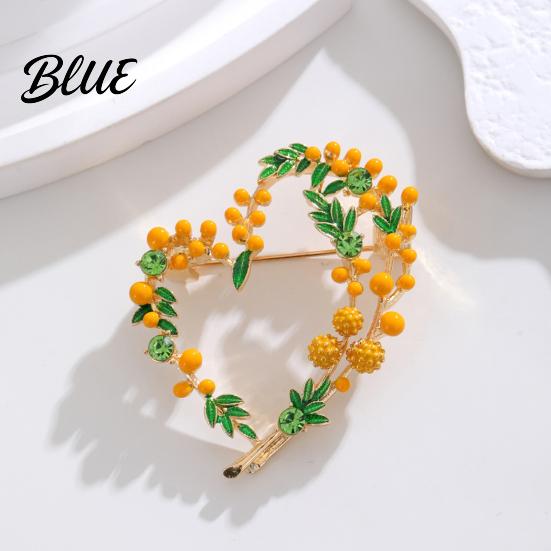 Hat Decoration Vintage Oil Drop Mimosa Fruit Brooch Love Wreath