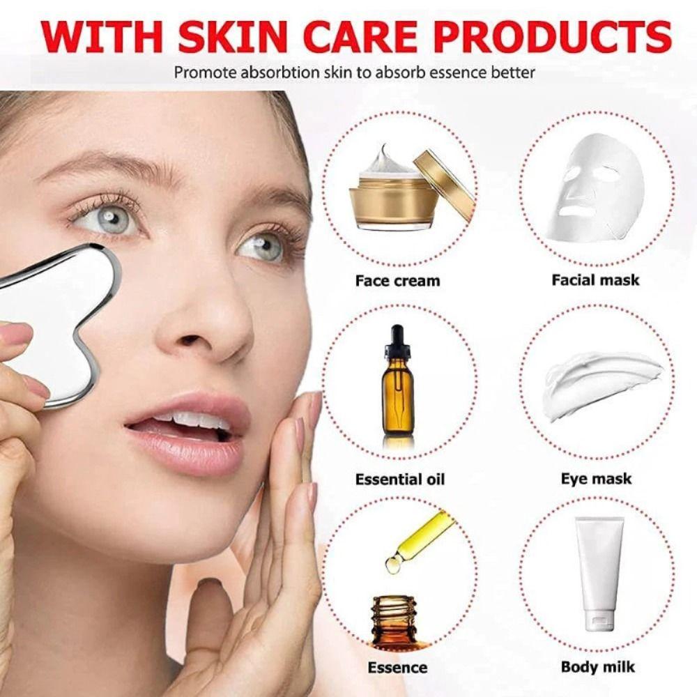 New Stainless Steel Gua Sha Scraper Heart Shape Universal Guasha Massage Tool Guasha Board for Facial Beauty Eye Massage